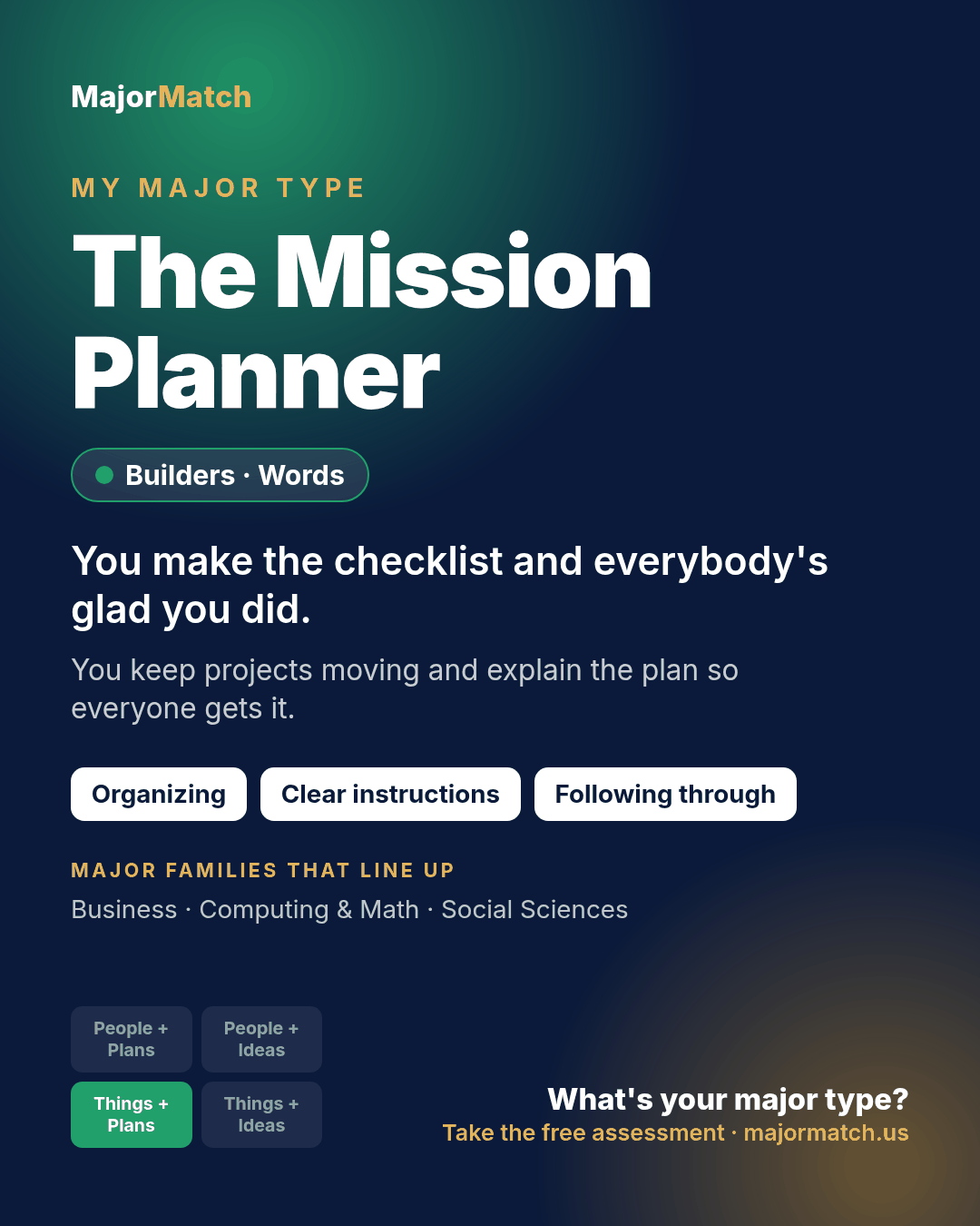 The Mission Planner major type card